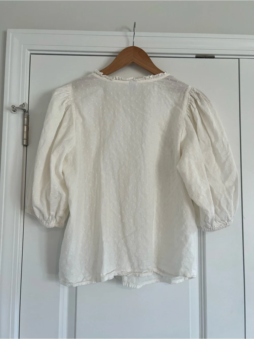 Women's Cream Eyelet Button-Front Blouse